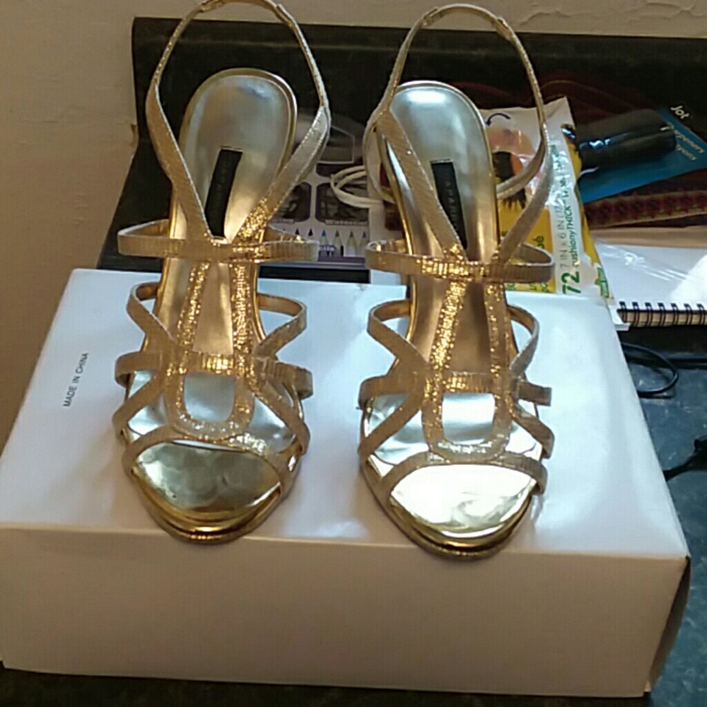 Gold dress shoes